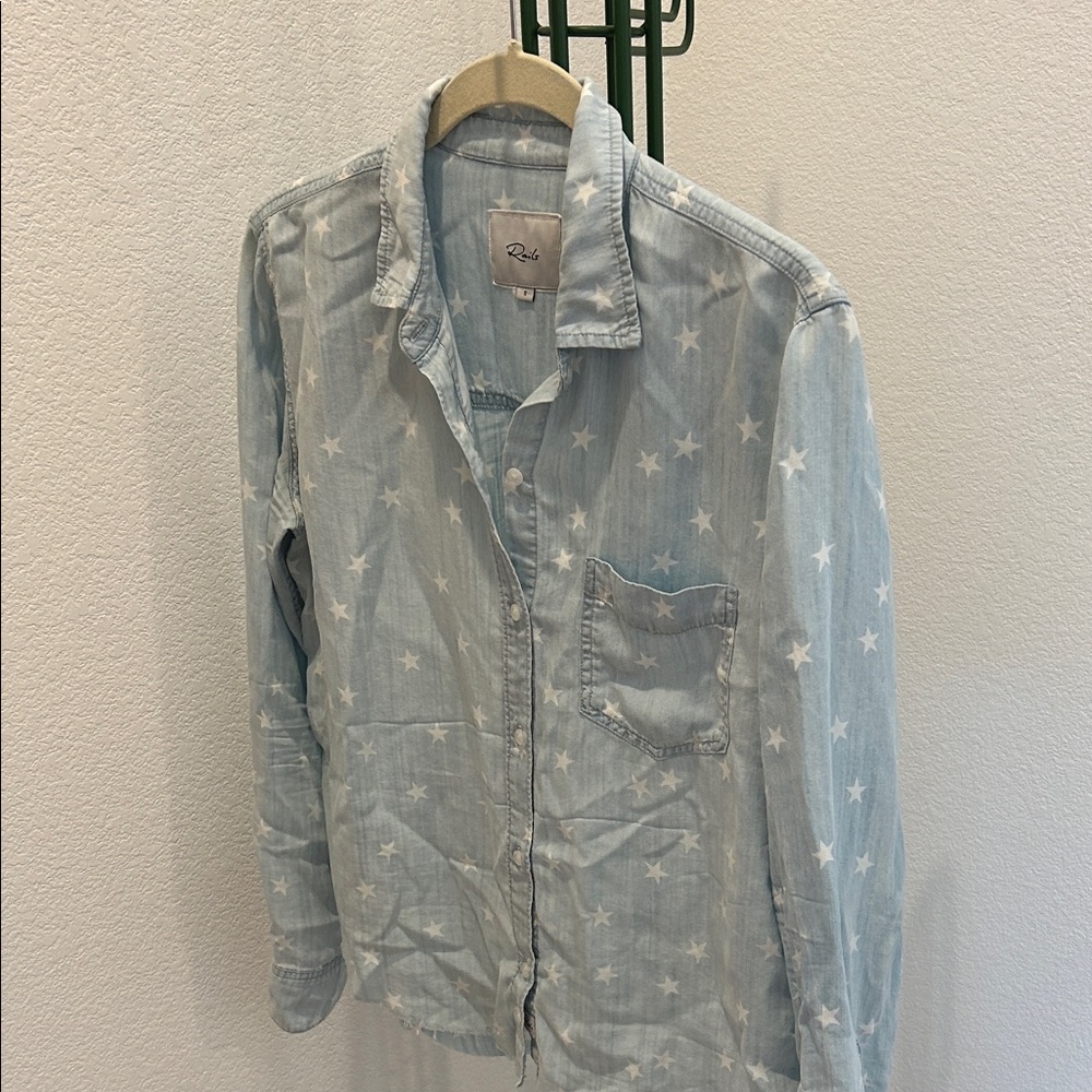 Rails Light Blue Star Print Shirt